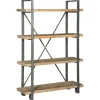 Mor Furniture Bookcases & Library Walls|Forestmin Tall Bookcase In Natural Wood & Gray Metal