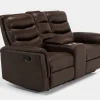 Mor Furniture Reclining Sofas|Loveseats|Forte Reclining Console Loveseat In Dark Brown