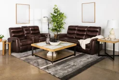 Mor Furniture Reclining Sofas|Loveseats|Forte Reclining Console Loveseat In Dark Brown