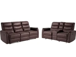 Mor Furniture Reclining Sofas|Forte Reclining Sofa & Console Loveseat In Dark Brown