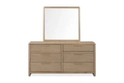 Mor Furniture Bedroom Sets|Furano Channel Upholstered Panel Bed, Dresser, Mirror & Nightstand In Ginger, Full