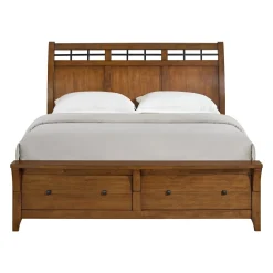Mor Furniture Storage Beds|Beds|Gage Sleigh Bed W/ Storage In Chestnut, Queen