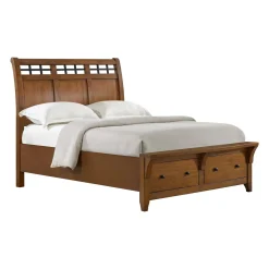 Mor Furniture Bedroom Sets|Gage Sleigh Bed W/ Storage, Dresser, Mirror & Nightstand In Chestnut, Queen