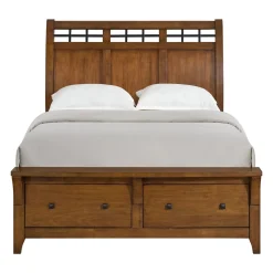 Mor Furniture Bedroom Sets|Gage Sleigh Bed W/ Storage, Dresser, Mirror & Nightstand In Chestnut, Queen