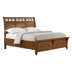 Mor Furniture Bedroom Sets|Gage Sleigh Bed W/ Storage, Dresser, Mirror & Nightstand In Chestnut, Queen