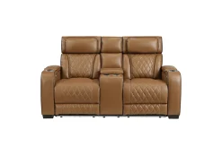 Mor Furniture Living Room Sets|Gallington 2 Power Sofa & Console Loveseat In Brown