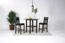 Mor Furniture Round Dining Sets|Counter Height Dining Sets|Gia Counter Height Extendable Round Dining Table & 2 Stools In Gray