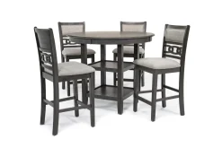 Mor Furniture Seating For 4|Round Dining Sets|Gia Round Counter Height Dining Table & 4 Stools In Gray