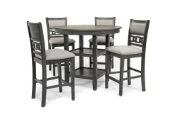 Mor Furniture Seating For 4|Round Dining Sets|Gia Round Counter Height Dining Table & 4 Stools In Gray