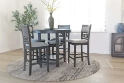 Mor Furniture Seating For 4|Round Dining Sets|Gia Round Counter Height Dining Table & 4 Stools In Gray