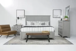 Mor Furniture Bedroom Sets|Grace Panel Bed, Dresser, Mirror & Nightstand In Snowfall, Full