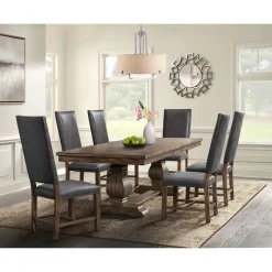 Mor Furniture Seating For 6|Dining Room Sets|Gramercy Dining Table & 6 Tall Back Chairs In Walnut
