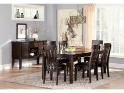 Mor Furniture Dining Room Sets|Seating For 6|Haddigan Extendable Dining Table & 6 Chairs In Dark Brown
