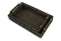 Mor Furniture Trays & Boxes|Halima Tray In Chocolate, Set Of 2