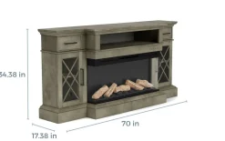 Mor Furniture Tv Stands|Fireplace Tv Stands|Harbor Console W/ Fireplace Insert In Brown, 70 Inch Brown Har