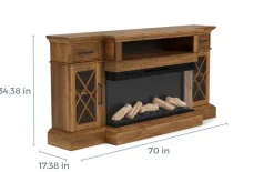 Mor Furniture Tv Stands|Fireplace Tv Stands|Harbor Console W/ Fireplace Insert In Brown, 70 Inch Brown Har