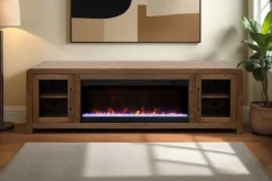 Mor Furniture Fireplace Tv Stands|Fireplaces|Haven Fireplace Console In Brown, 81 Inch