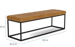 Mor Furniture Ottomans|Hogan Tuft Bench In Sienna Leather