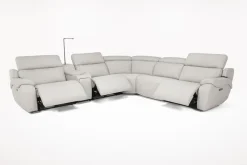 Mor Furniture Reclining Sectionals|Sectionals|Imperial 6 Piece 2 Power Sectional W/ 2 Power Armless Recliner In Blanca Light Gray Leather