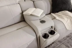 Mor Furniture Reclining Sectionals|Sectionals|Imperial 6 Piece 2 Power Sectional W/ 2 Power Armless Recliner In Blanca Light Gray Leather