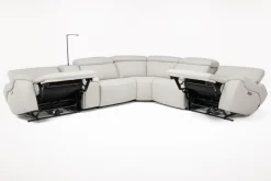 Mor Furniture Reclining Sectionals|Sectionals|Imperial 6 Piece 2 Power Sectional In Blanca Light Gray Leather