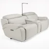 Mor Furniture Reclining Loveseats|Loveseats|Imperial 2 Power Console Loveseat In Blanca Light Gray Leather