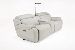 Mor Furniture Reclining Loveseats|Loveseats|Imperial 2 Power Console Loveseat In Blanca Light Gray Leather