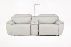 Mor Furniture Reclining Loveseats|Loveseats|Imperial 2 Power Console Loveseat In Blanca Light Gray Leather