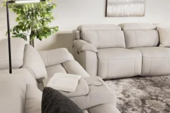 Mor Furniture Reclining Sofas|Sofas|Imperial 2 Power Sofa In Blanca Light Gray Leather