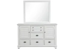 Mor Furniture Bedroom Sets|Jamestown Panel Bed, Dresser, Mirror & Nightstand In , Queen White