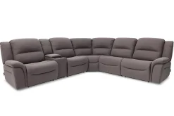 Mor Furniture Reclining Sectionals|Sectionals|Jaxon 6 Piece 2 Power Sectional With 2 Power Armless Recliner In Mushroom