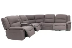 Mor Furniture Reclining Sectionals|Sectionals|Jaxon 6 Piece 2 Power Sectional With 2 Power Armless Recliner In Mushroom
