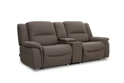 Mor Furniture Reclining Loveseats|Loveseats|Jaxon 2 Power Console Loveseat In Mushroom