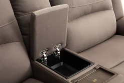 Mor Furniture Reclining Loveseats|Loveseats|Jaxon 2 Power Console Loveseat In Mushroom