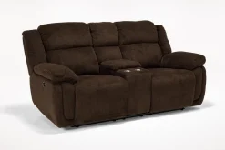 Mor Furniture Loveseats|Jayne Power Console Loveseat In Brown
