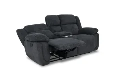 Mor Furniture Reclining Sofas|Jayne Reclining Sofa W/ Drop Down Table & Console Loveseat In Charcoal