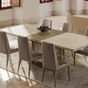 Mor Furniture Seating For 6|Dining Room Sets|Jo 83" Dining Table & 6 Chairs In Gold/Travertino Eco Stone