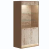 Mor Furniture Curio Cabinets|Jo Curio Cabinet In Gold/Travertino Eco Stone