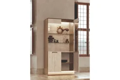 Mor Furniture Curio Cabinets|Jo Curio Cabinet In Gold/Travertino Eco Stone
