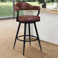 Mor Furniture Counter Height Stools|Barstools|Justin Counter Height Stool In Vintage Coffee Brown, 26 Inch