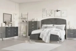 Mor Furniture Upholstered Beds|Beds|Kailani Upholstered Panel Bed In Black, Queen
