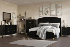 Mor Furniture Upholstered Beds|Beds|Kailani Upholstered Panel Bed In Black, Queen