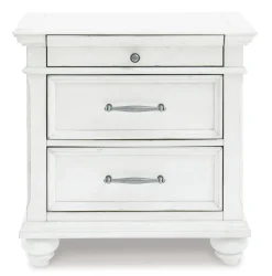 Mor Furniture Bedroom Sets|Kanwyn Panel Bed, Dresser, Mirror & Nightstand In White Wash, Queen