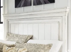 Mor Furniture Storage Beds|Beds|Kanwyn Panel Bed W/ Storage In White Wash, Queen