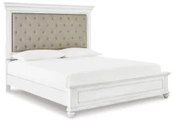 Mor Furniture Upholstered Beds|Beds|Kanwyn Upholstered Panel Bed In White Wash, Queen