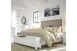 Mor Furniture Storage Beds|Upholstered Beds|Kanwyn Upholstered Panel Bed W/ Storage In White Wash, Queen