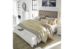 Mor Furniture Storage Beds|Upholstered Beds|Kanwyn Upholstered Panel Bed W/ Storage In White Wash, Queen
