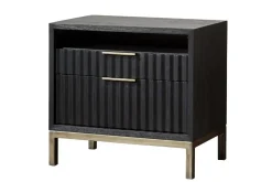 Mor Furniture Nightstands|Kentfield 2 Drawer Nightstand In Black Drifted Oak