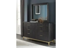 Mor Furniture Bedroom Sets|Kentfield Platform Bed, Dresser, Mirror & Nightstand In Black Drifted Oak, Full