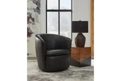 Mor Furniture Chairs|Kierreys Swivel Chair In Charcoal Leather